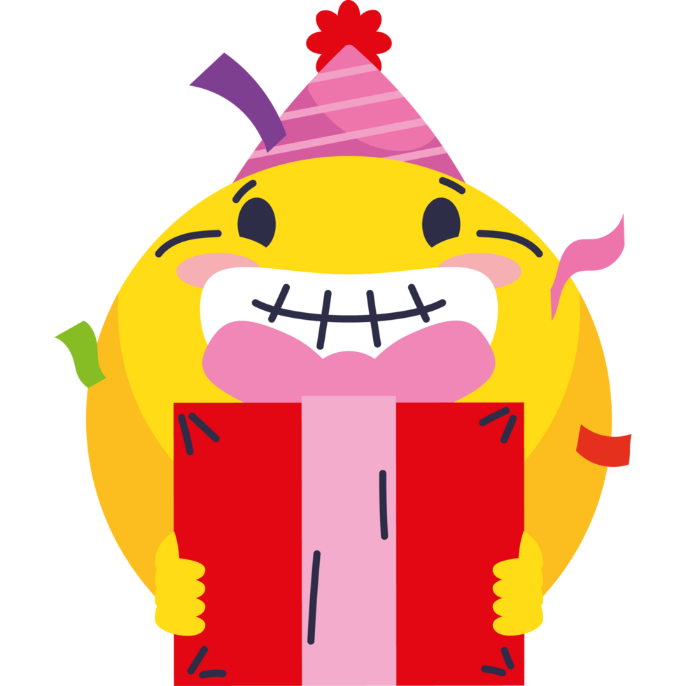 birthday emoji with giftbox png