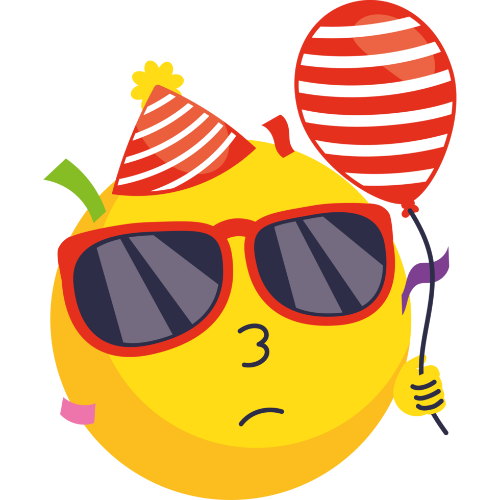 birthday emoji with party balloon png
