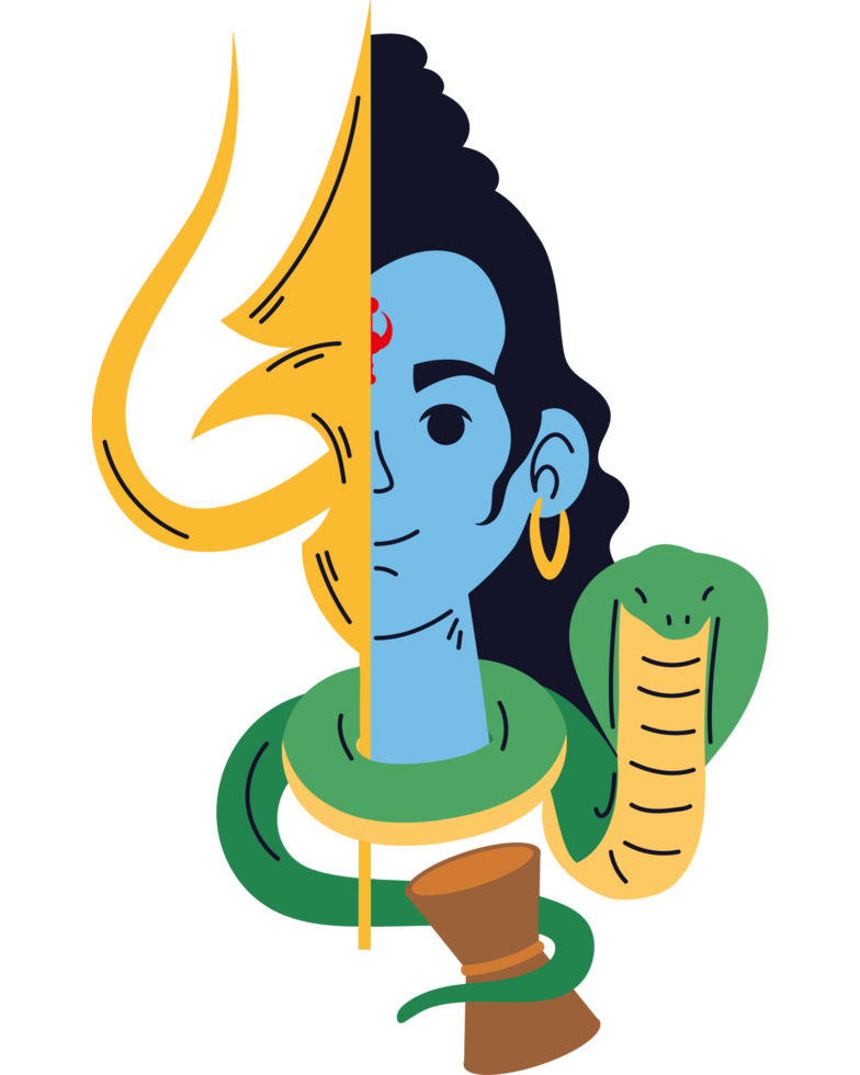 shiva face with trident and snake png