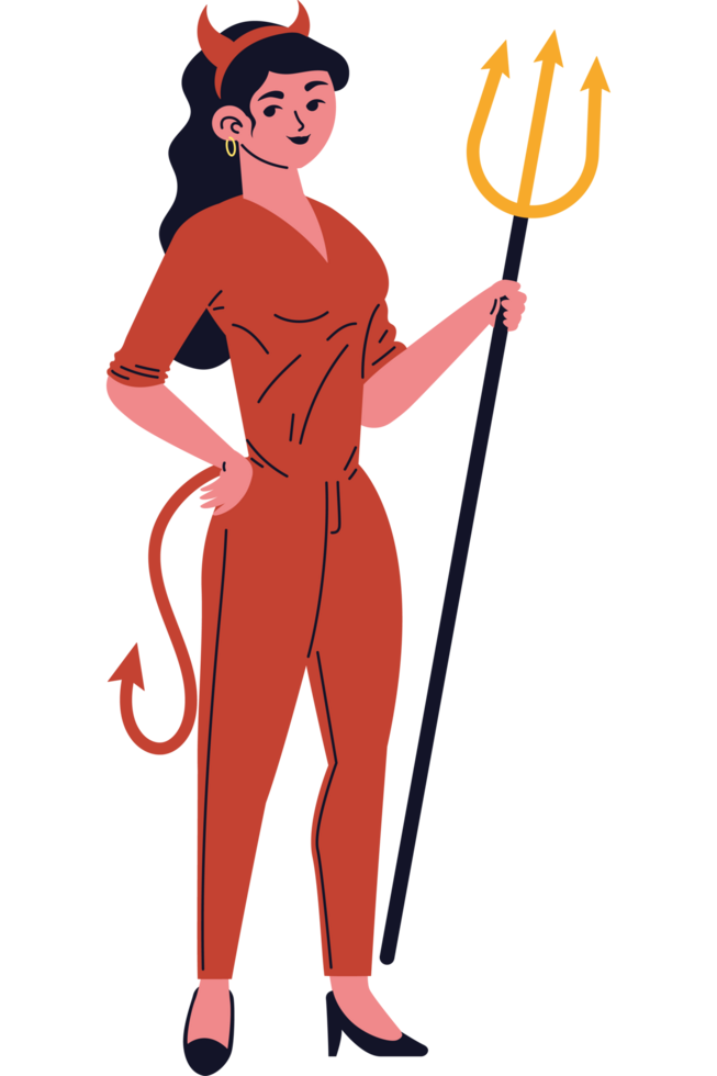 female character disguised for halloween party png