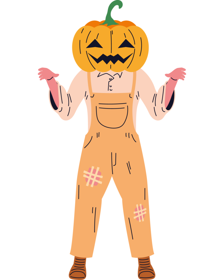 halloween character in pumpkin head disguise png