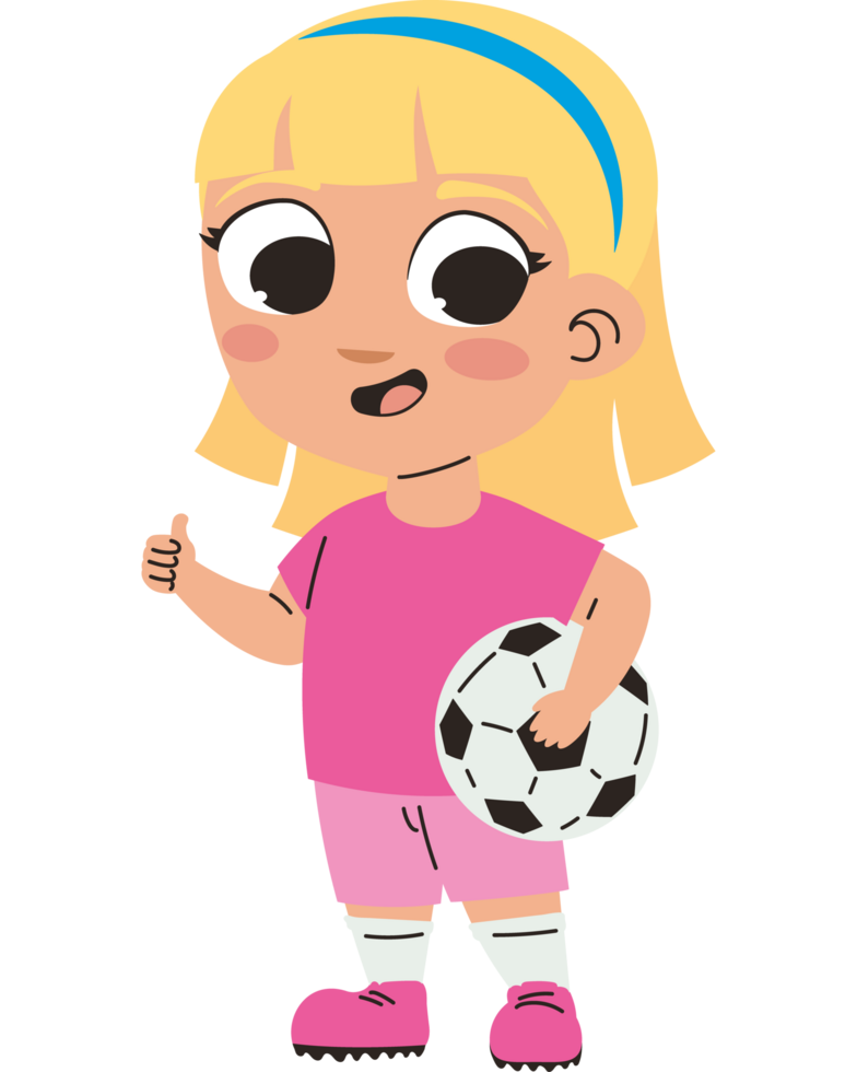girl cartoon practicing soccer png
