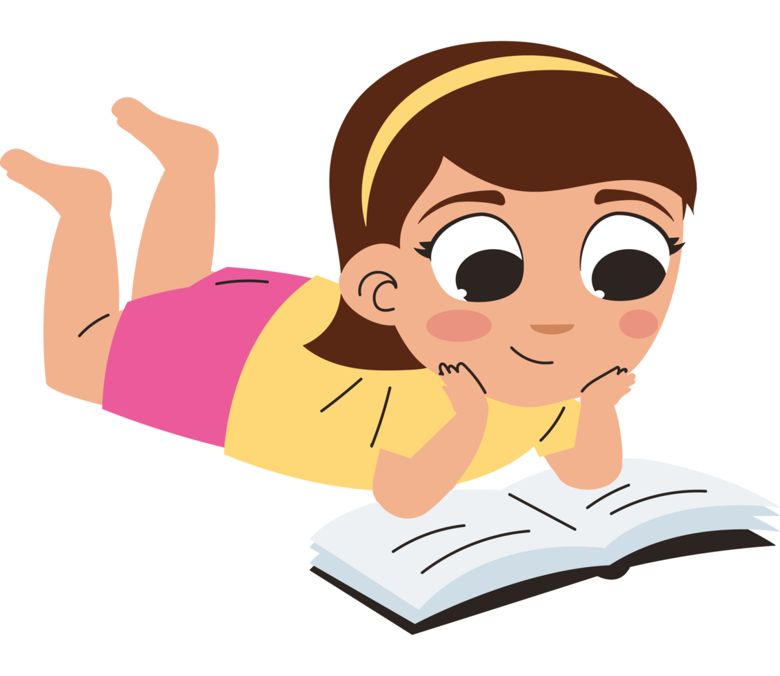 little girl reading book png