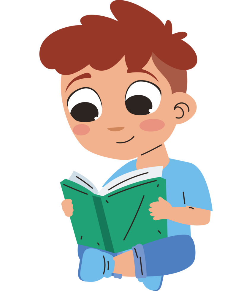 little boy reading a book png