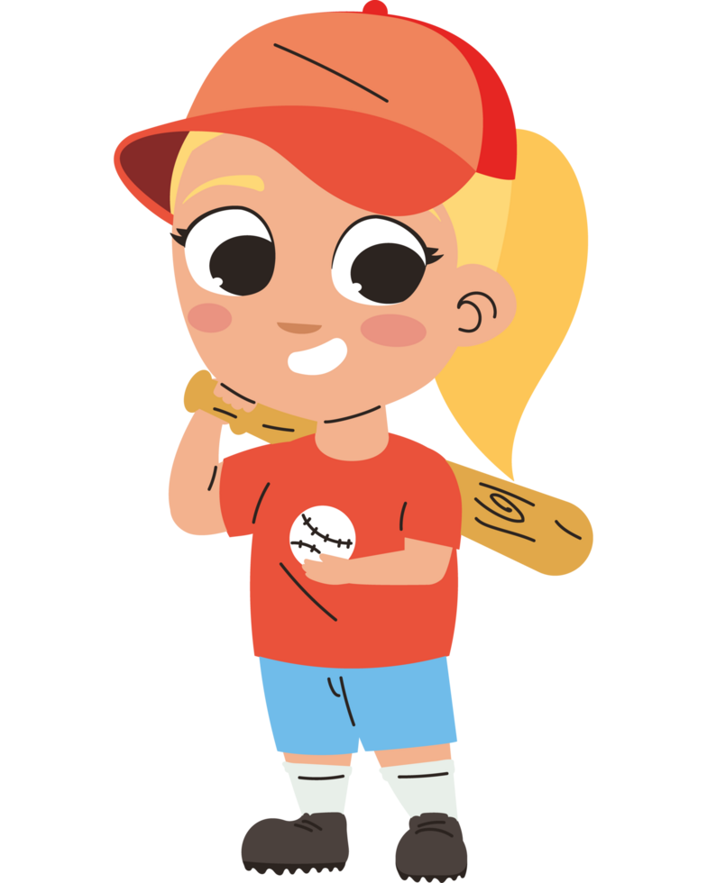 cute girl practicing baseball png