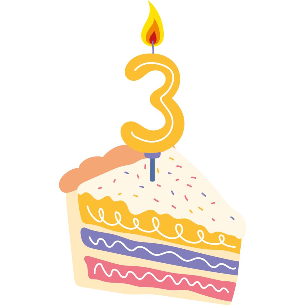 birthday cake candle number three png