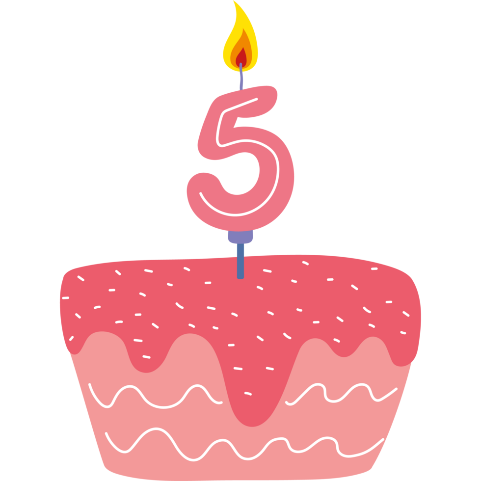 birthday cake candle number five png