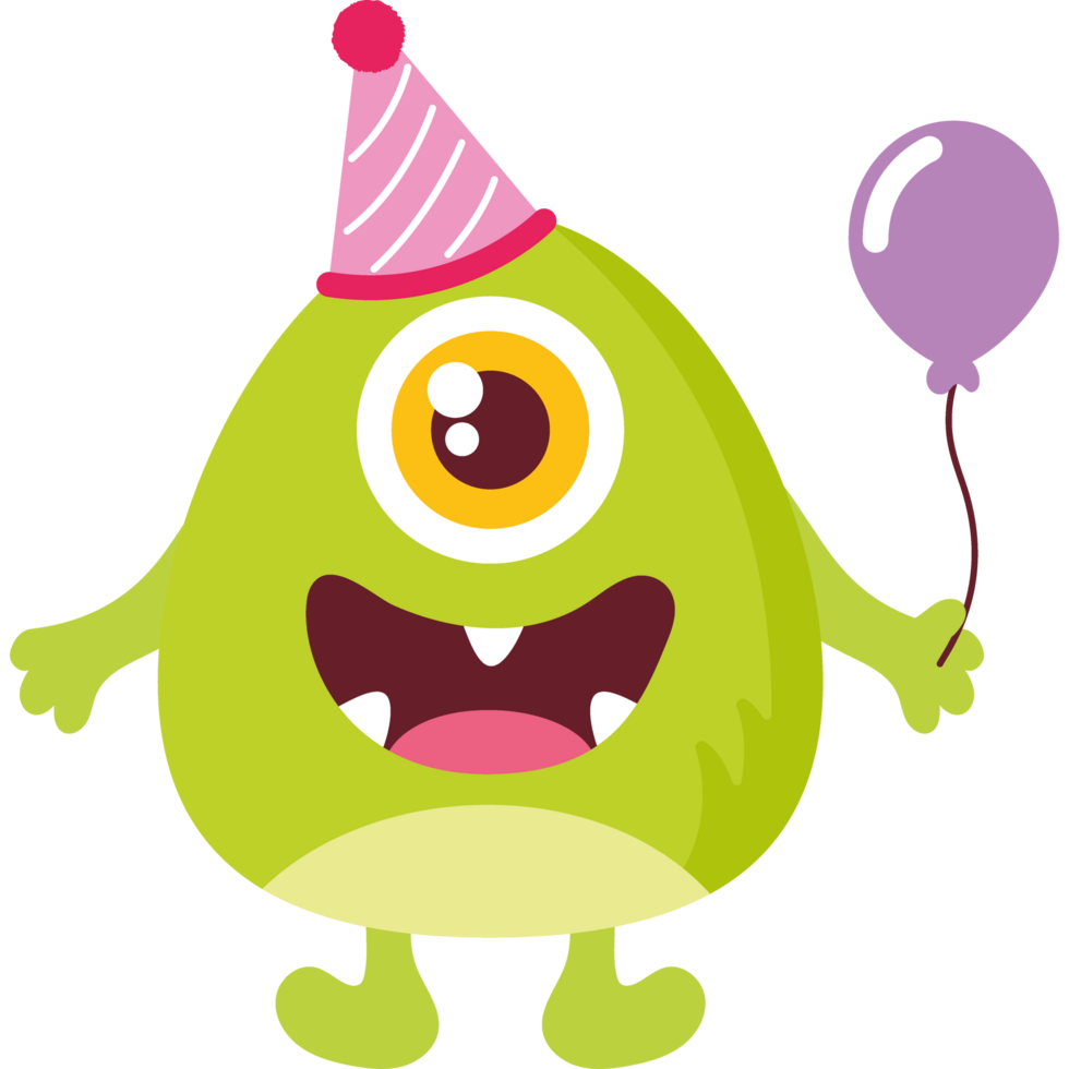 cute green birthday monster png