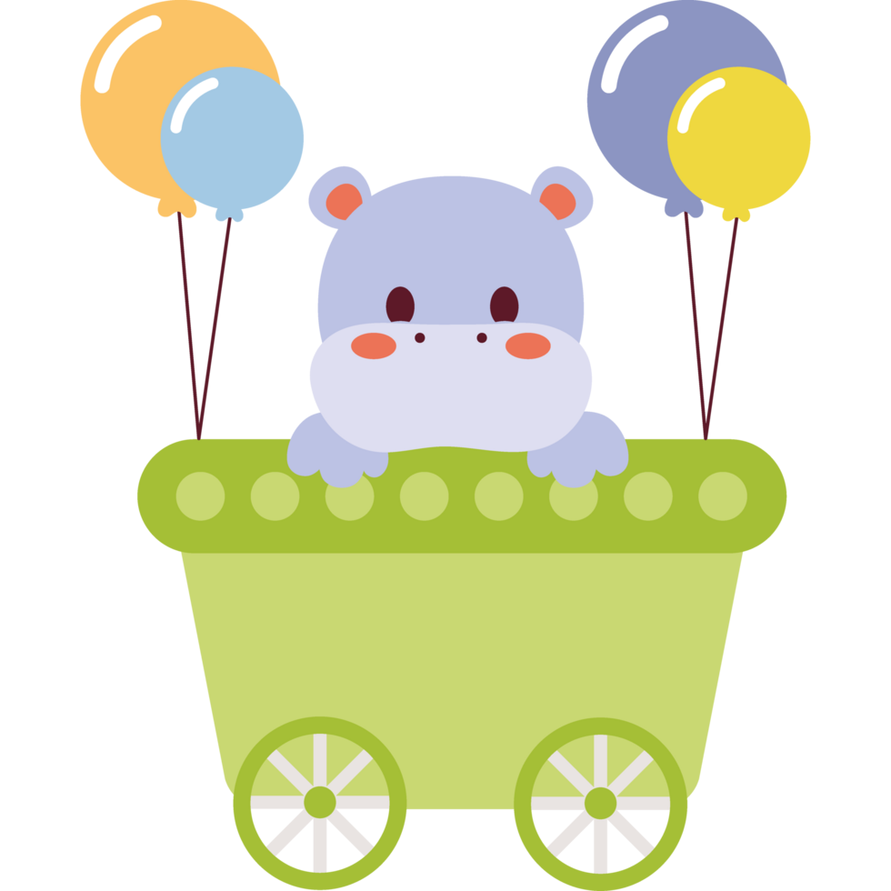 baby shower hippo party balloon png