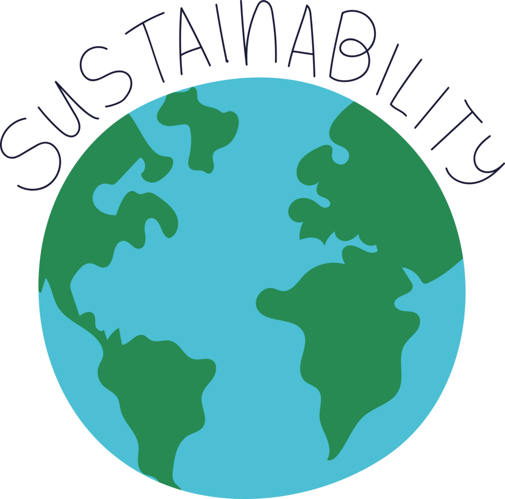 earth globe with sustainbility lettering png