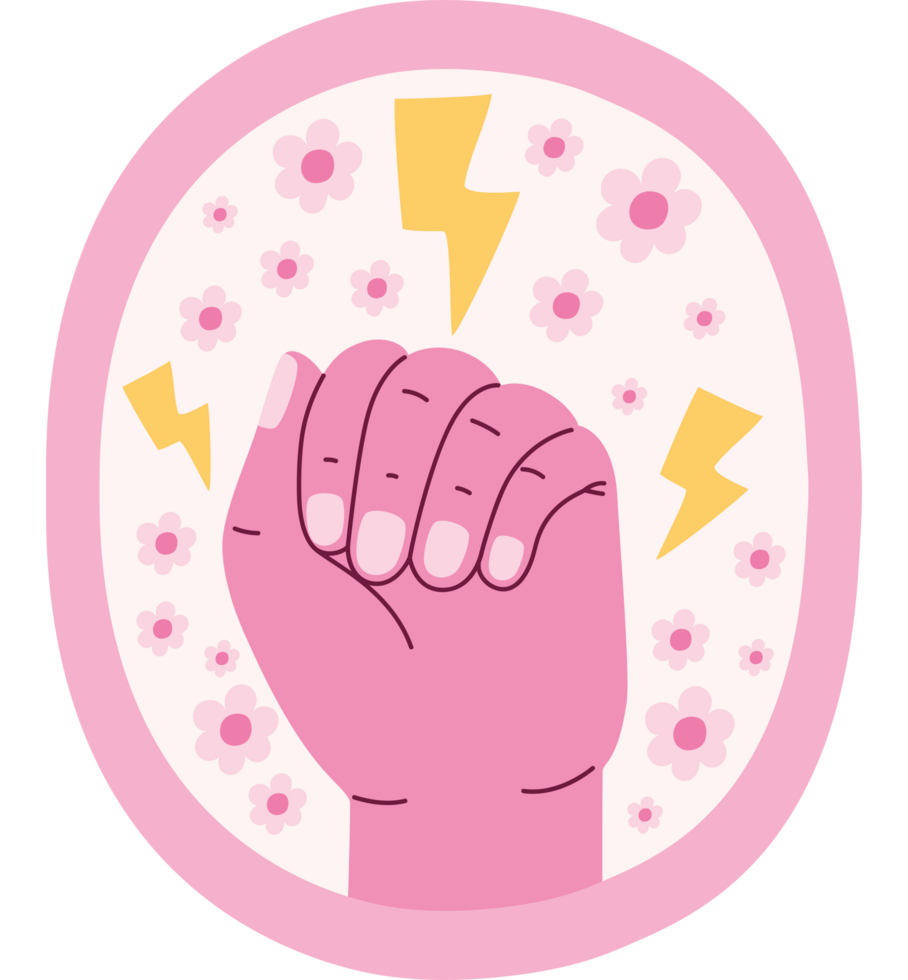 pink fist with thunders png