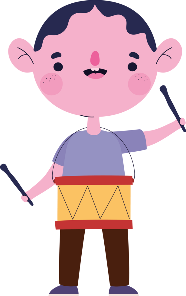 happy boy playing drum png