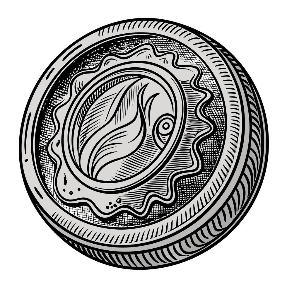 A coin with a flower design on it vector