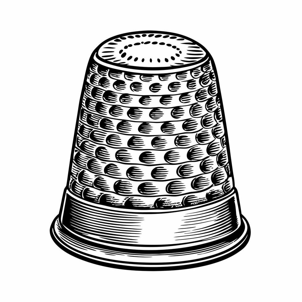 Vintage Engraved Thimble Illustration for Sewing and Crafting Projects vector