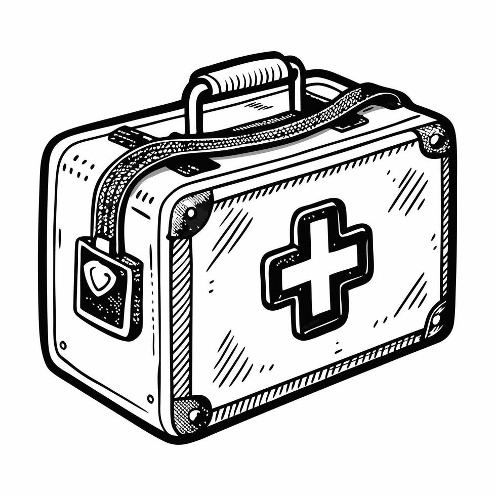 Illustration of Vintage First Aid Kit with Medical Cross Design vector