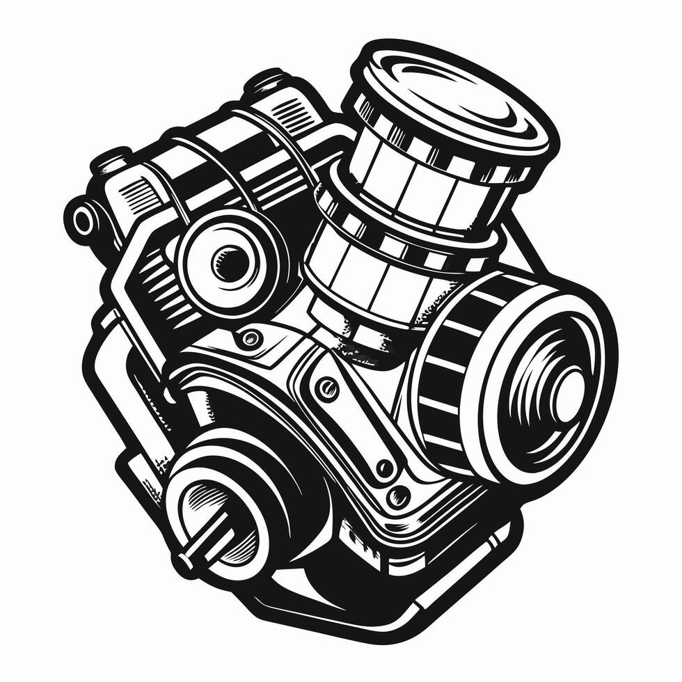Vintage Camera Illustration with Retro Lens and Artistic Detail vector