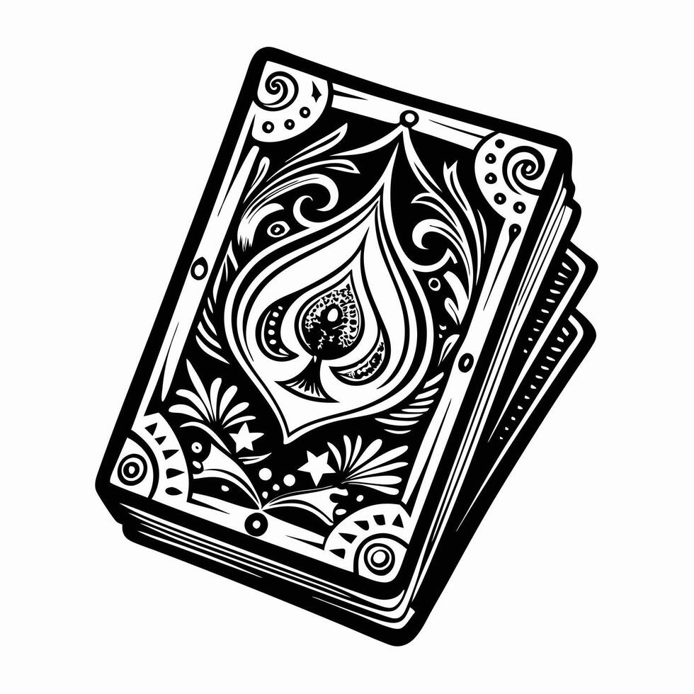 Intricate Black and White Playing Cards with Ornate Design Illustration vector
