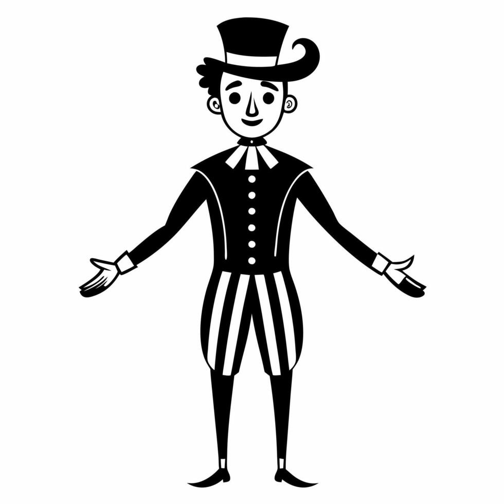 Vintage Circus Performer in Monochrome Illustration vector