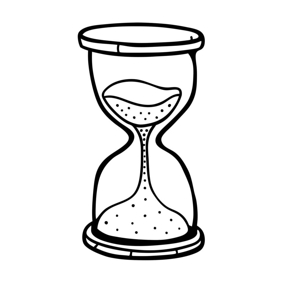 Outlined Hourglass Illustration Classic Sand Timer Design in Black and White vector