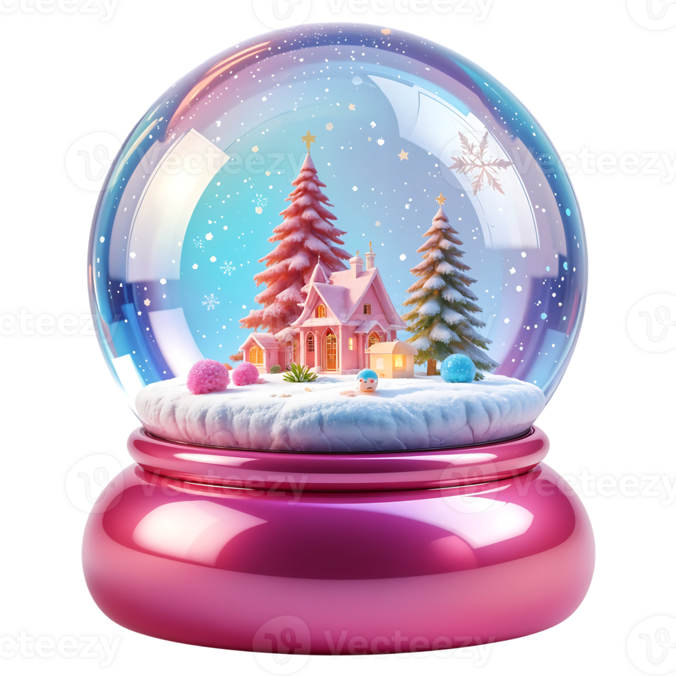 Vibrant 3D Glossy Snow Globe with Smooth Curves on Transparent Background png