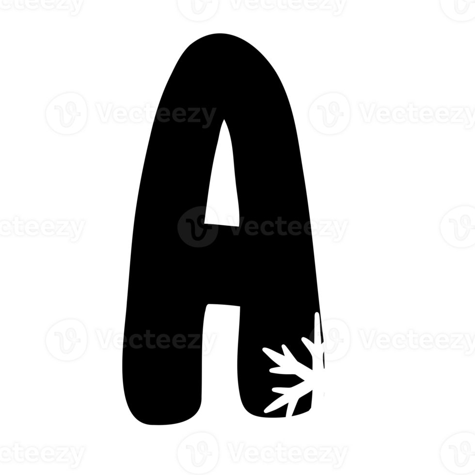 a black and white snowflake letter a on a transparent background png