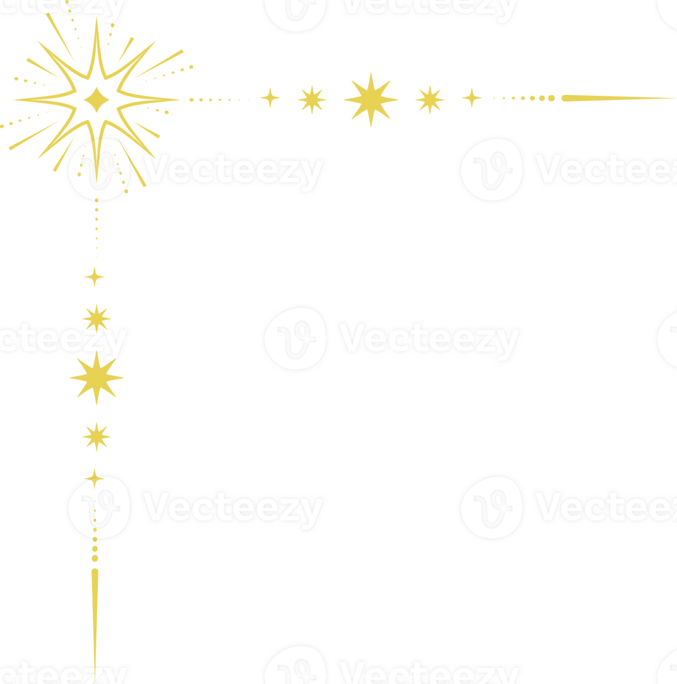 Celestial magic border. Mystic ornament with sun and stars. Astrology corner element and elegant divider with spiritual symbols. Vintage decoration with esoteric signs png