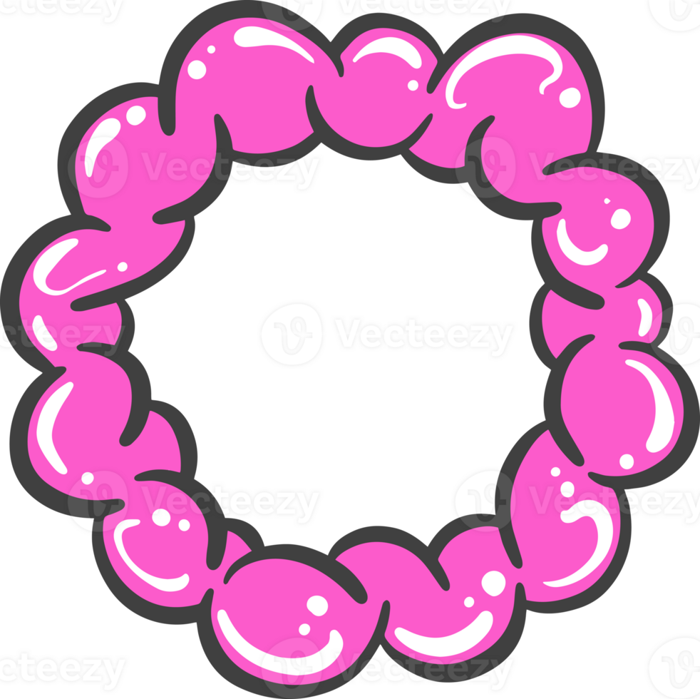 Abstract cloud shape. Funky playful element of graffiti soap suds. Retro blob of cartoon bubbles. Groovy manga smoke. Funny pink circle frame png