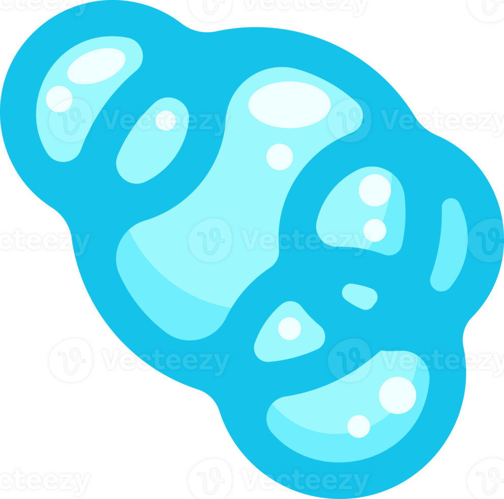 Soap foam bubbles. Cartoon bath suds clouds. Illustration of blue flat element. Liquid shape of shower gel, shampoo and splashes of detergent. png