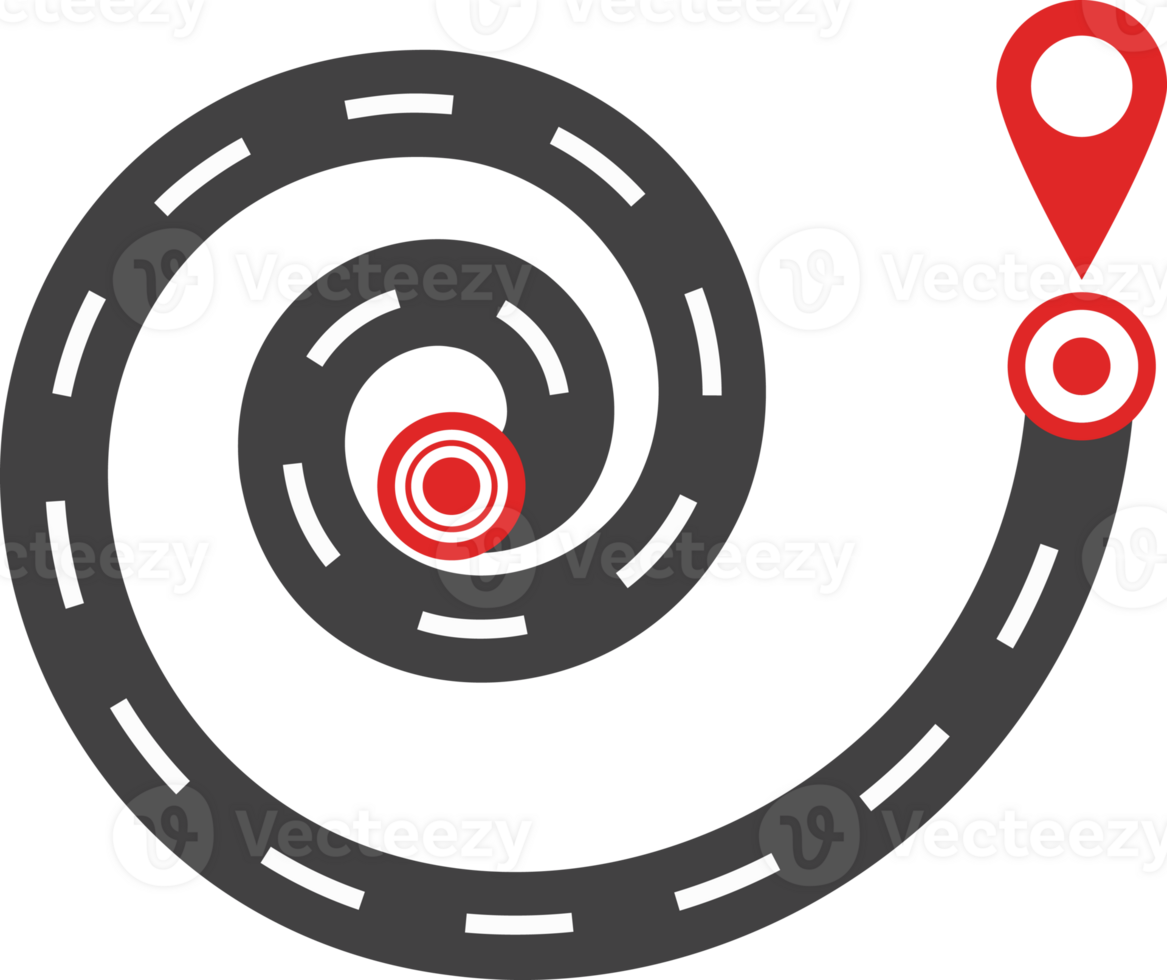 Concept of plan with an easy route A, difficult option B and real life way. Expectation vs reality. png