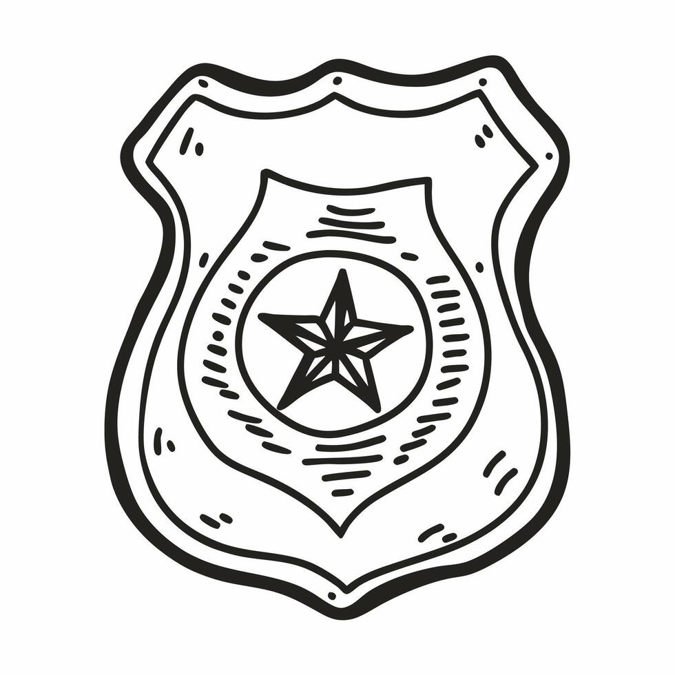 Hand Drawn Star Badge Emblem for Law Enforcement and Security Themed Illustrations vector