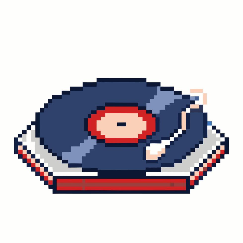 Retro Pixel Art Vinyl Record Player Nostalgic 8 Bit Music Illustration vector