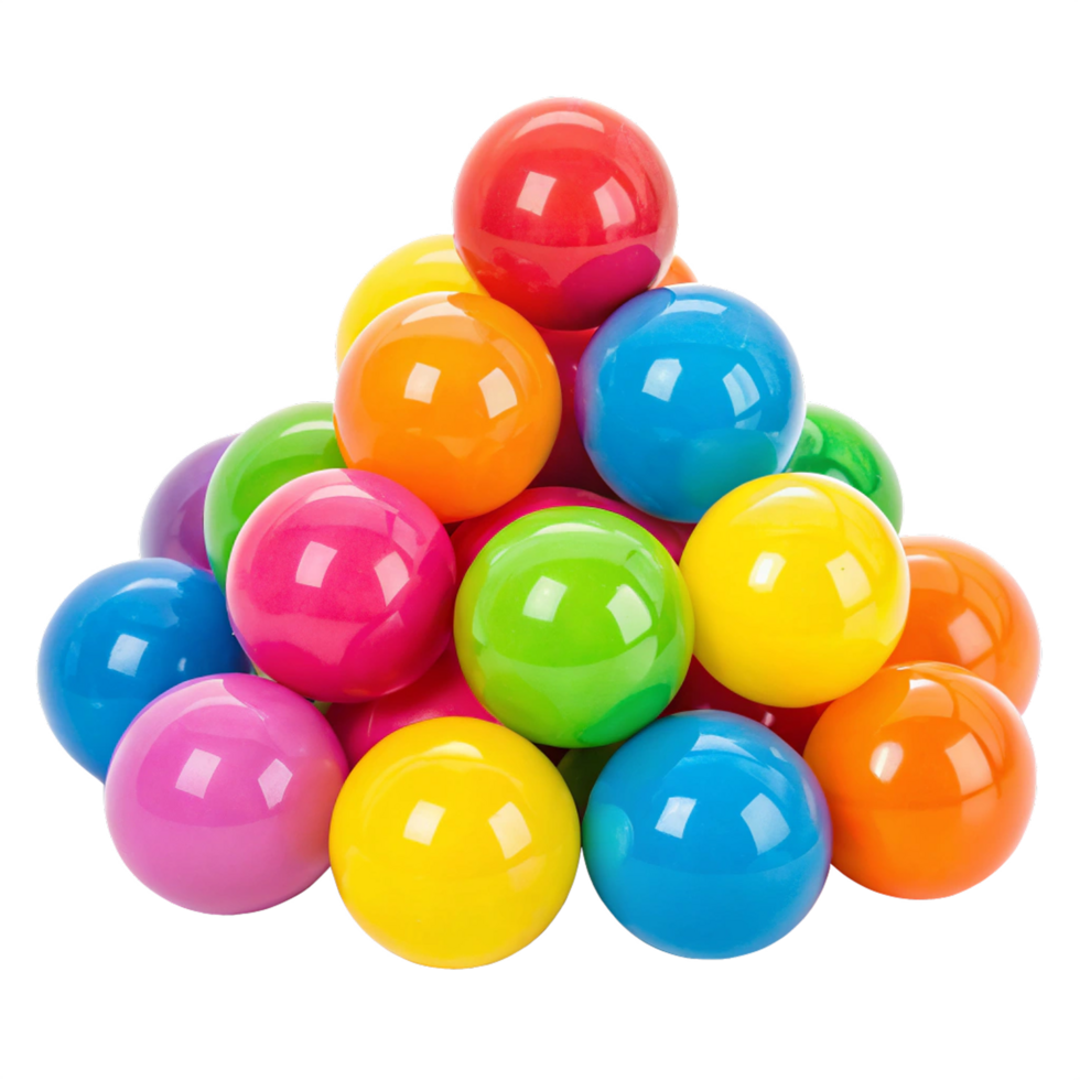 A vibrant pile of colorful glosy spheres elvokes isolated png