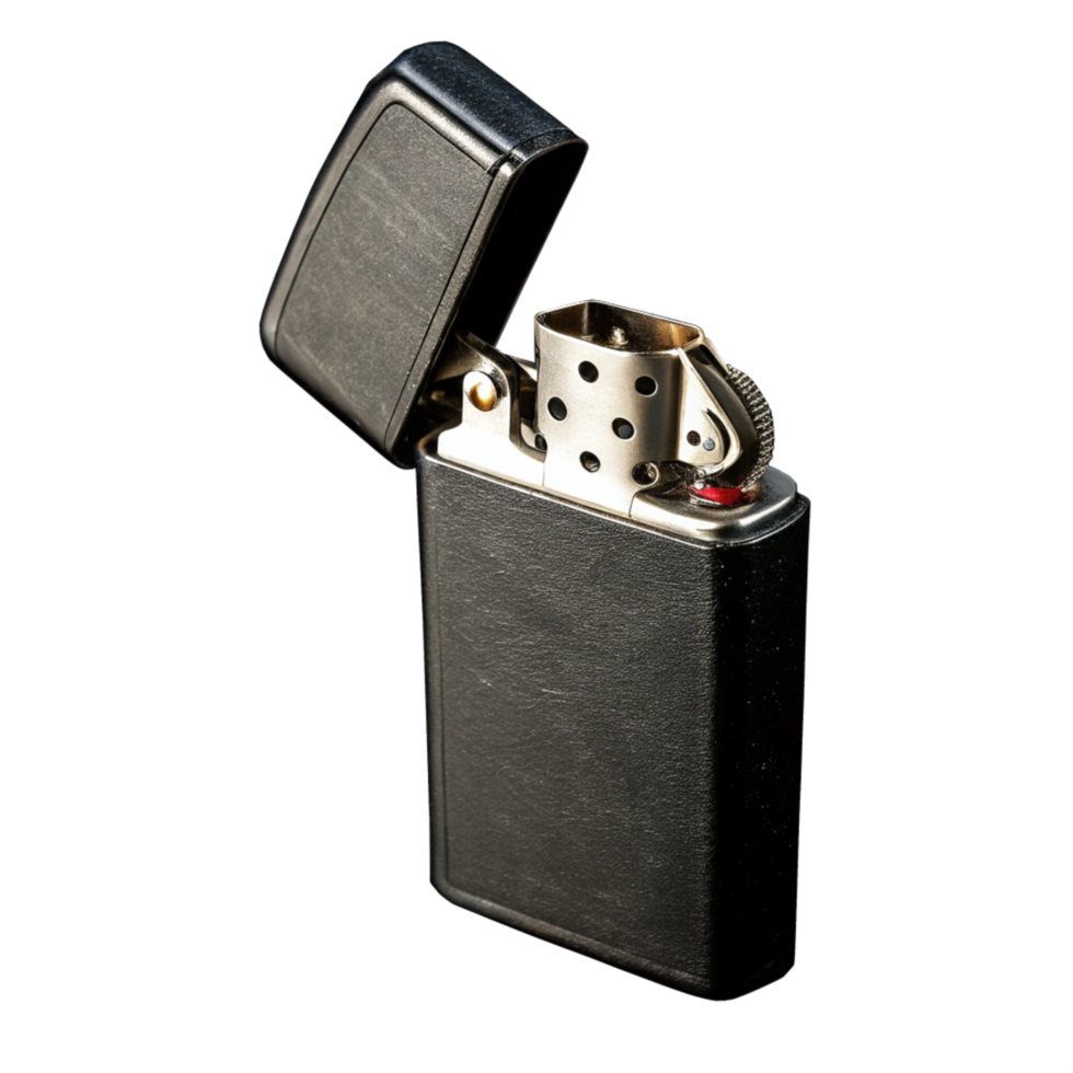 Black cigarette gas lighter isolated on white background isolated png