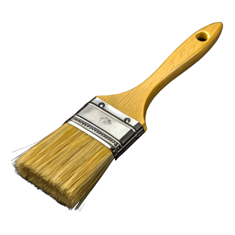 Paintbrush with golden bristles golden handle art supply tool png