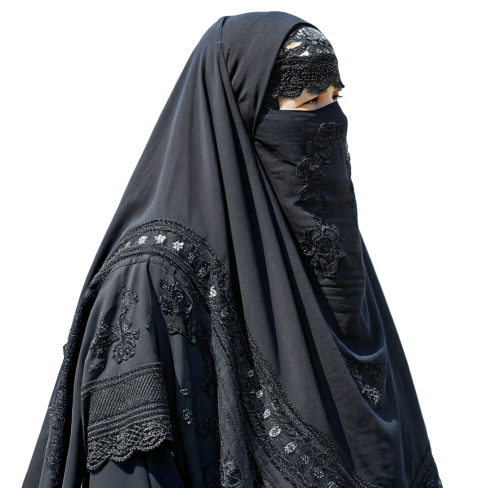 Portrait of woman wearing hijab isolated on transparent background png