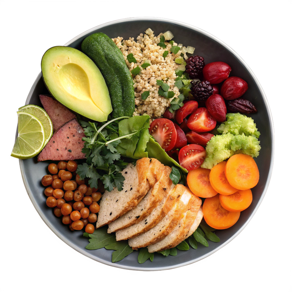 Balanced diet plate on transparent background png