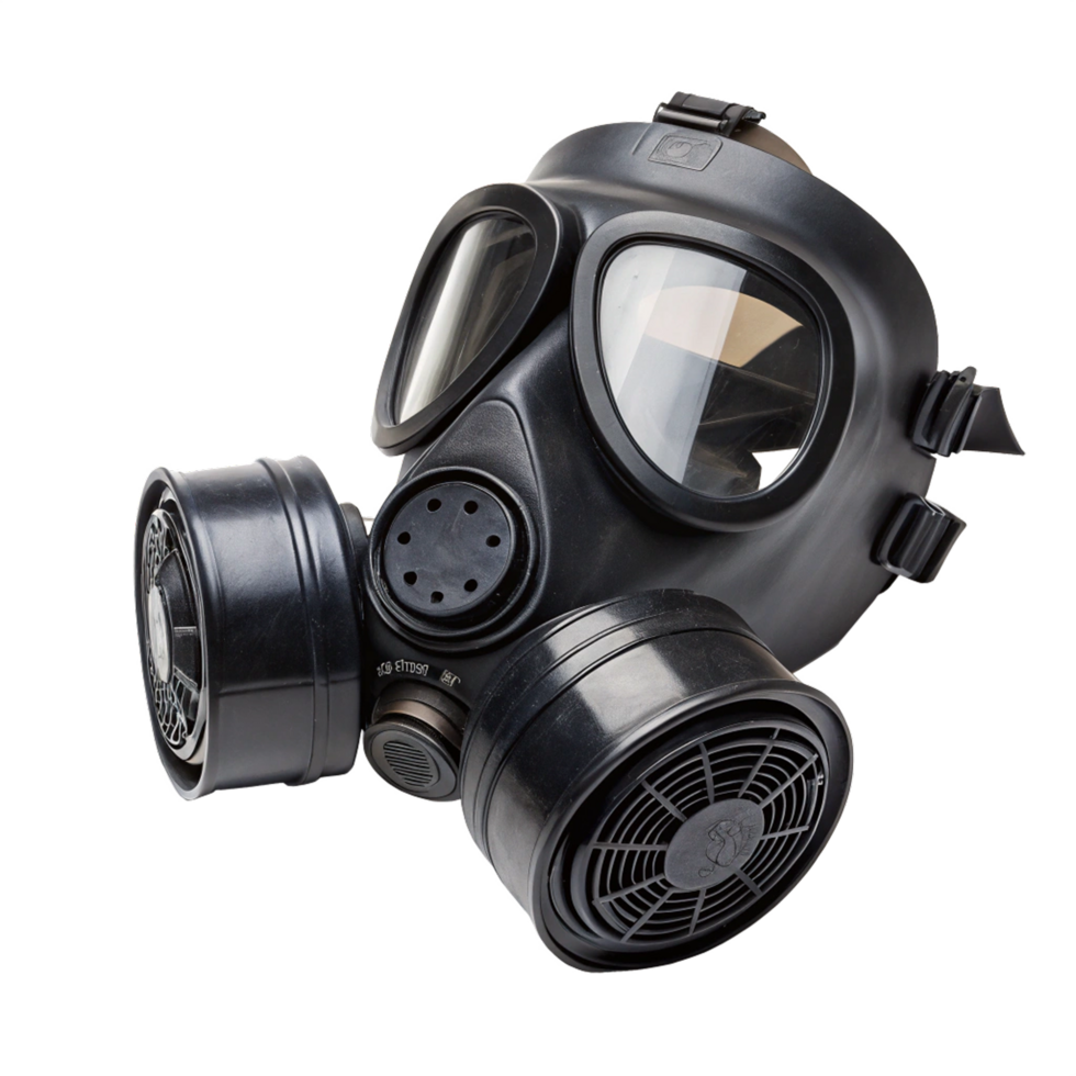 Black gas mask safety air protection png