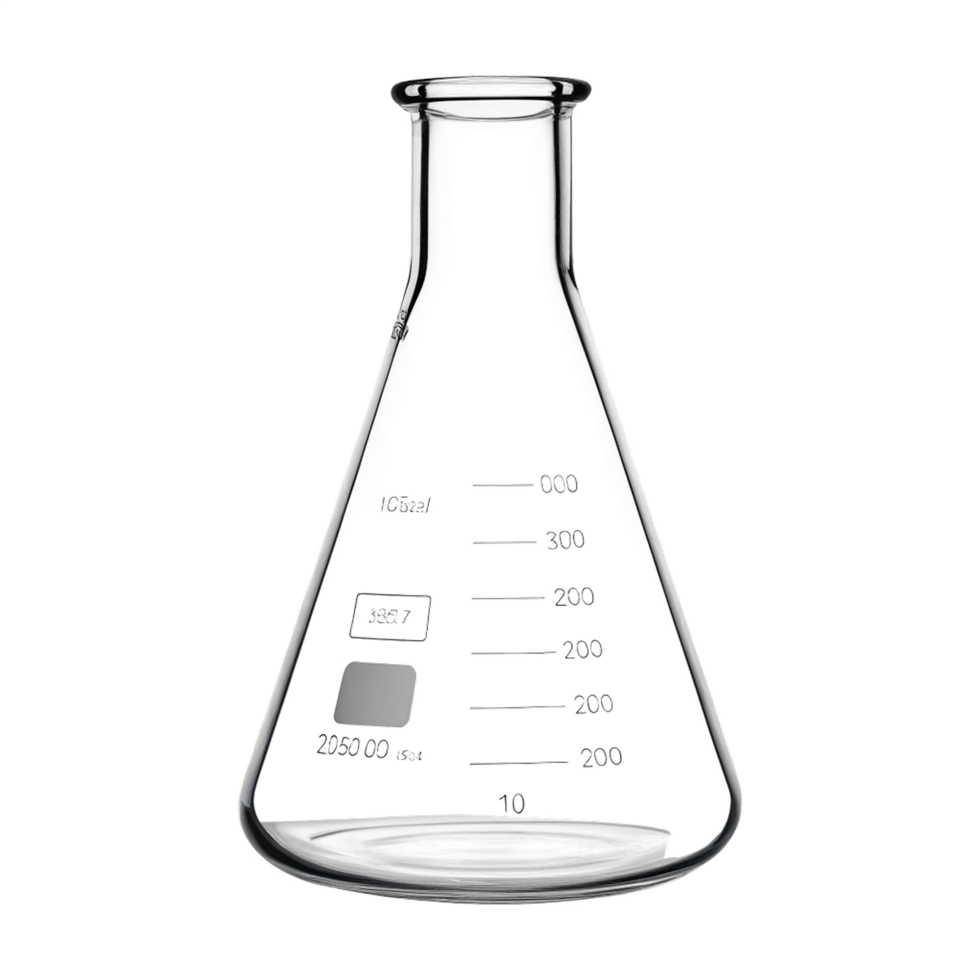 Laboratory Erlenmeyer Flask with Clear Liquid Bubbles Scientific Experiment Chemical Research Glassware Science Equipment Chemistry Lab png