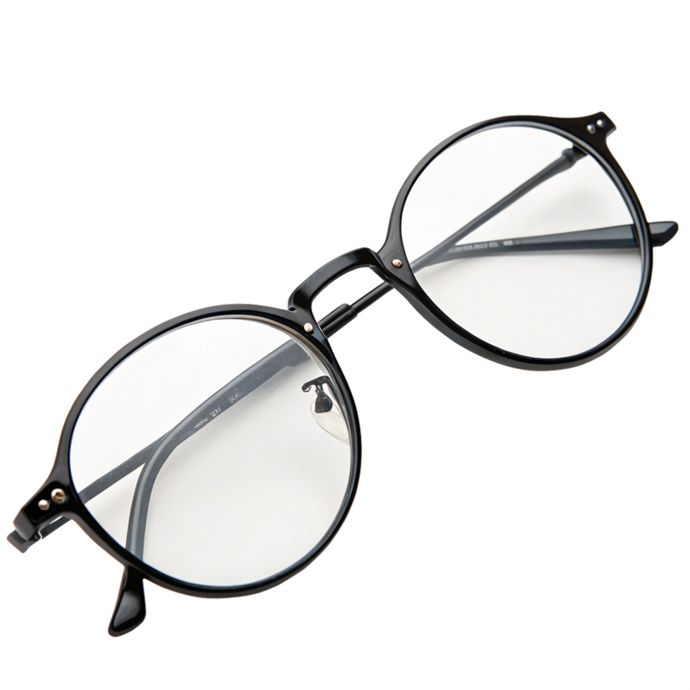 Classic round black simple and stylish eyeglass isolated png