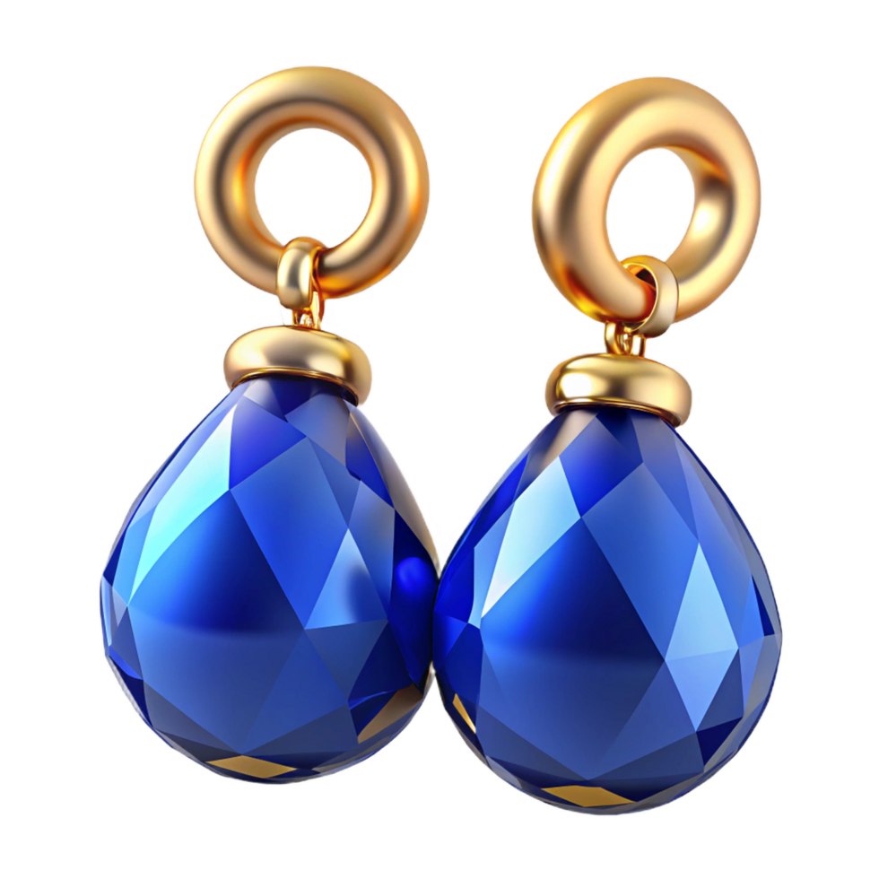 Elegant blue sapphier earring a 3d render png