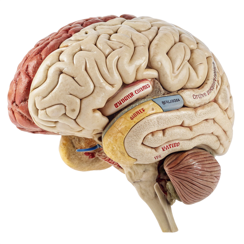 Detailed anatomical human brain on transparent background png