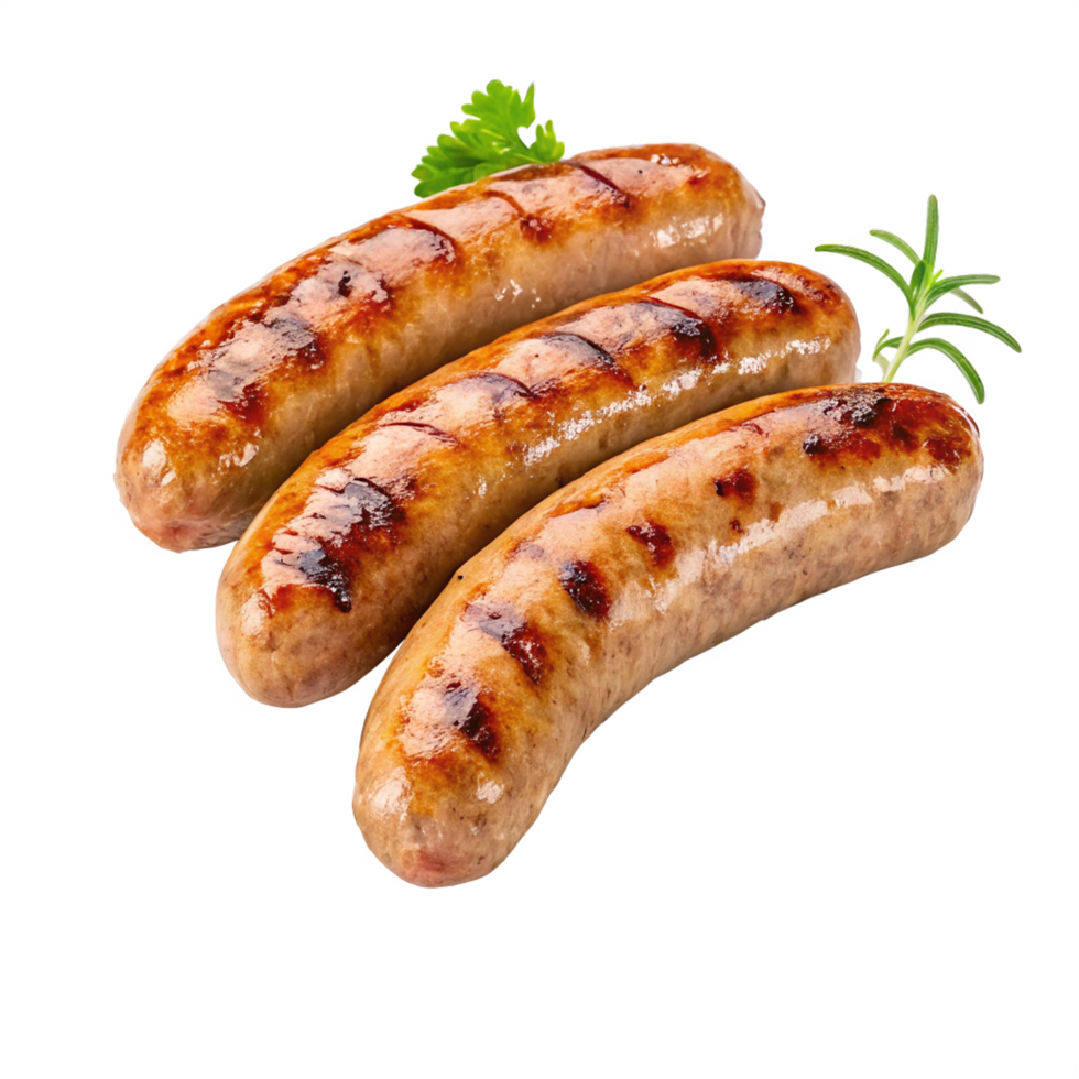 Delicious grilled sausage on transparent background png