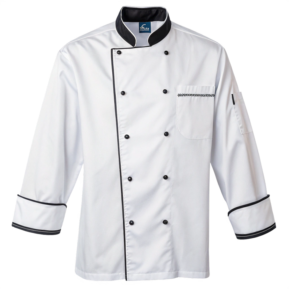 Elegant white chef jacket on transparent background png