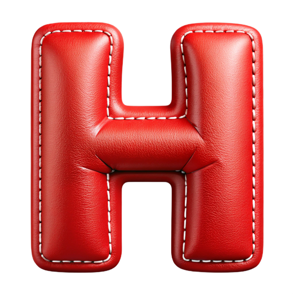 Red leather letter H on transparent background png