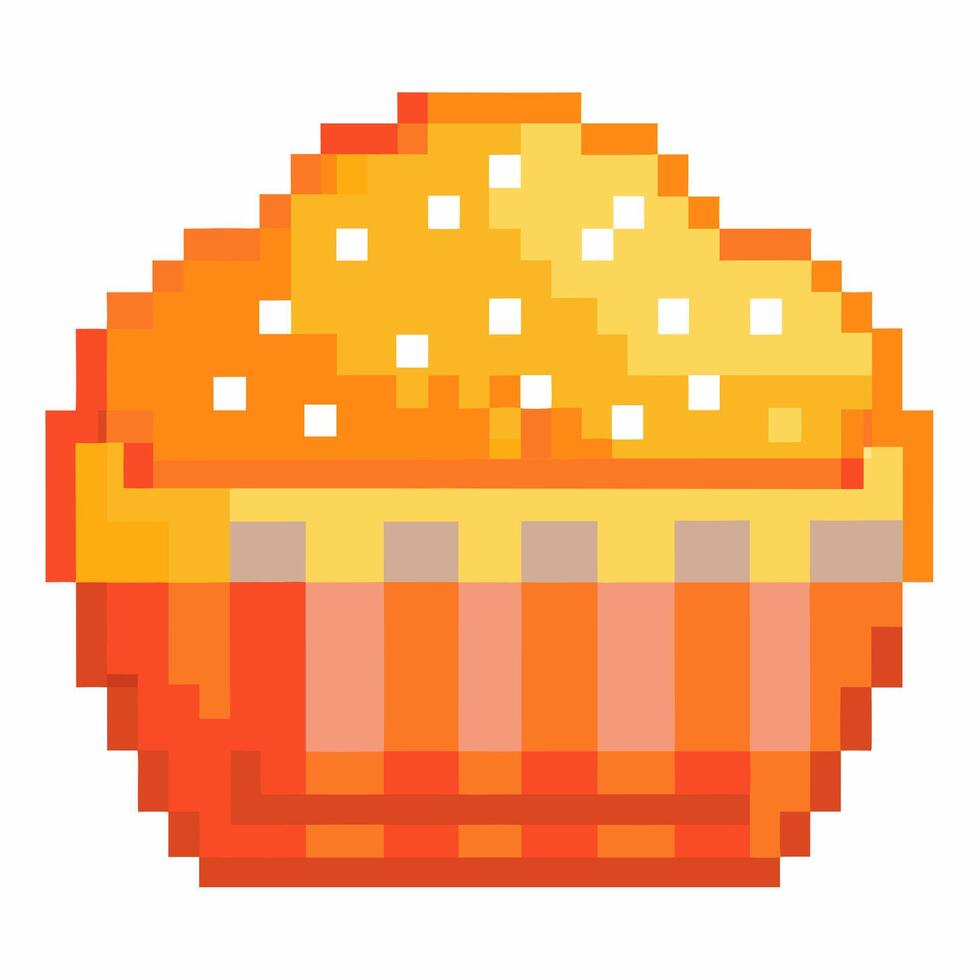 Pixel Art Cupcake Illustration Retro Digital Dessert with Sprinkles vector