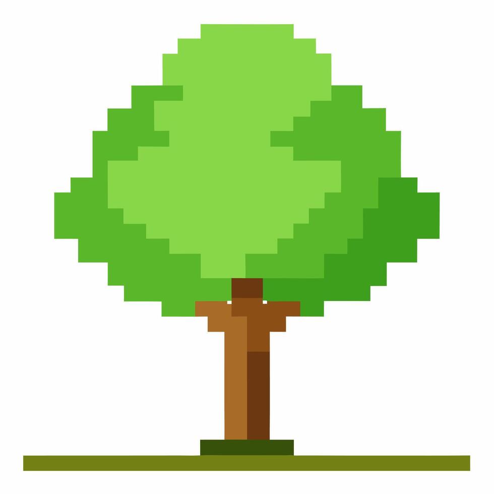 Pixel Art Tree Simple and Minimalistic Green Tree Illustration vector