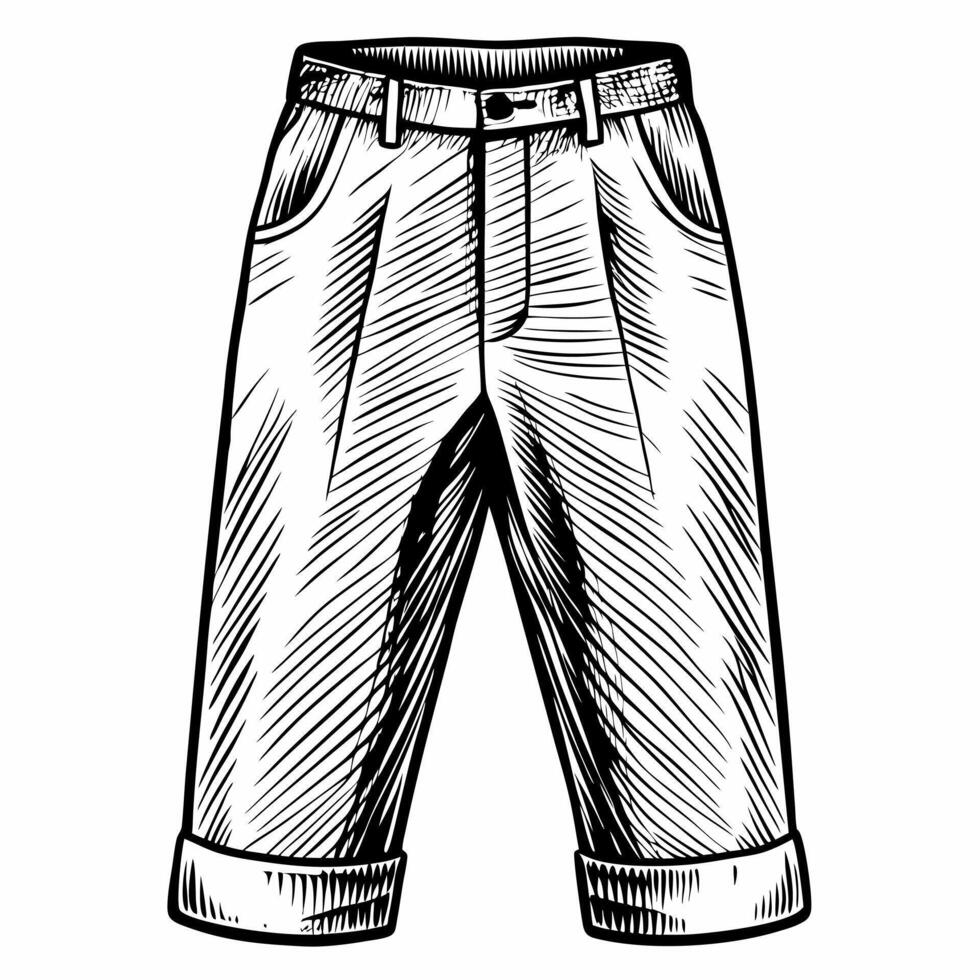 Hand Drawn Vintage Style Shorts Illustration Classic Fashion Art vector