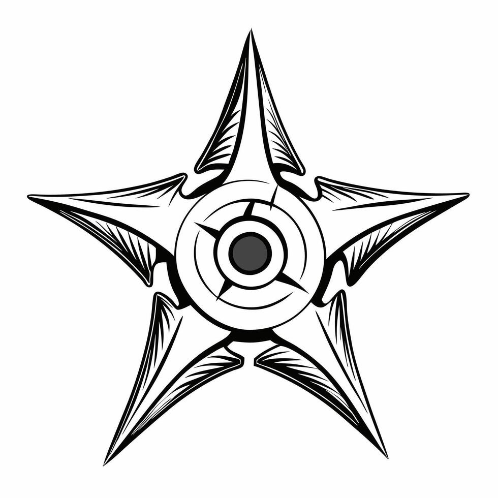Intricate Ornate Shuriken Illustration with Geometric Design vector