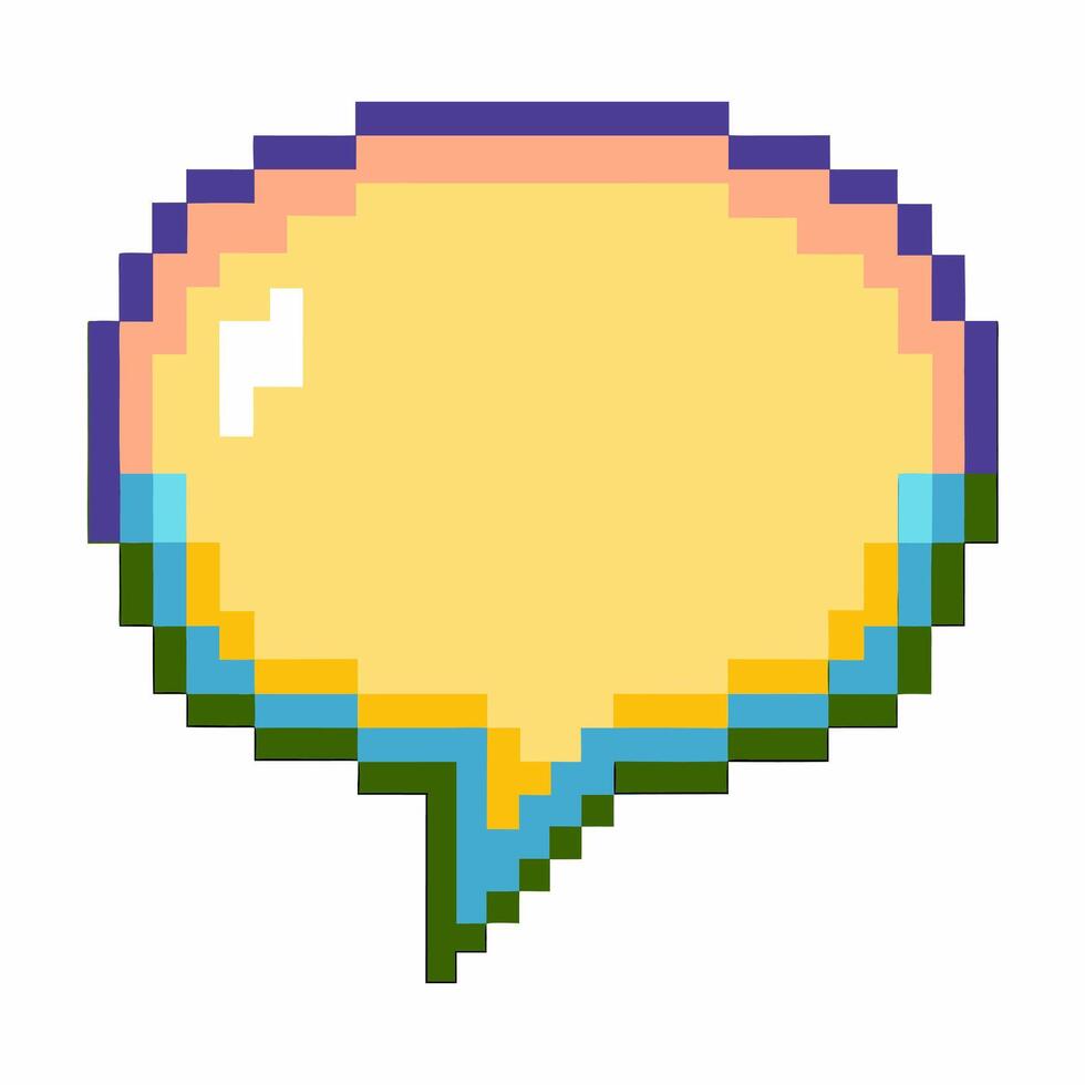 Pixel Art Speech Bubble with Retro 8 Bit Design and Vibrant Colors vector