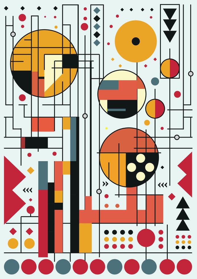 Creative Bauhaus Mosaic Pattern with Modern Flat Design Elements Colorful Abstract Illustration for Art Prints and Promotions vector